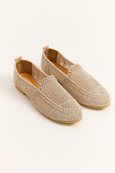 Raneel Kazançlı Alışveriş Knitted Design Women's Ballerina Shoes Cream