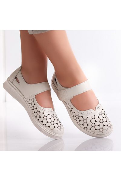 MODA STİL Women's Casual Shoes Beige Made of Agali Ecological Leather, 39