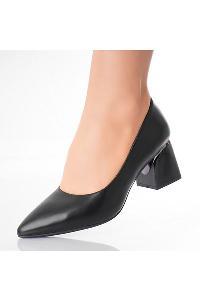 MODA STİL Women's Black Heeled Shoes Made of Ecological Leather Nerina, 37