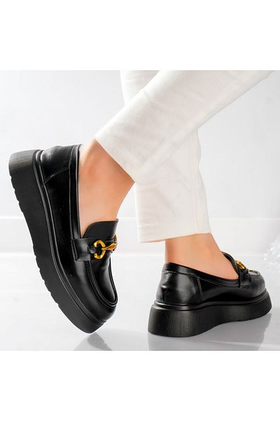 MODA STİL Women's Casual Black Shoes Made of Arola Ecological Leather, 38