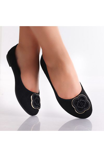 MODA STİL Women's Black Ballerinas Made of Eco-Suede Leather Enona, 38