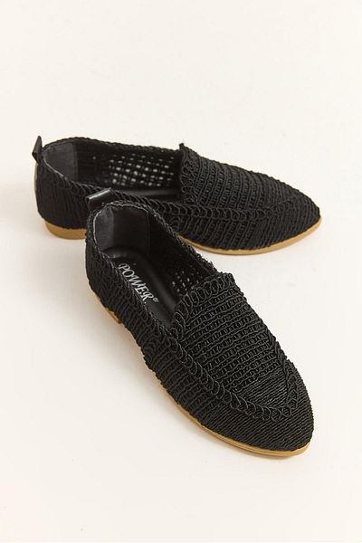 Raneel Kazançlı Alışveriş Knitted Design Women's Ballerina Shoes Black