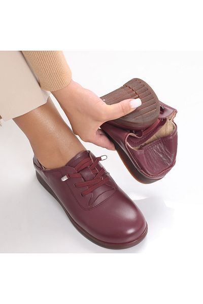 MODA STİL Women's casual shoes in Bordeaux made of natural leather Samiana, 37
