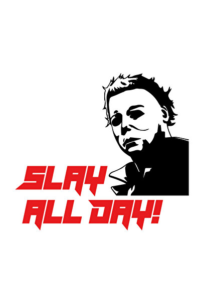 INOVATIX Set de 8 piese, autocolant Michael Myers Slay all day, INOVATIX®. 6 cm