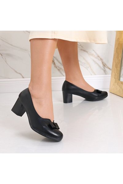 MODA STİL Women's black high-heeled shoes made of eco-leather Fany, 39