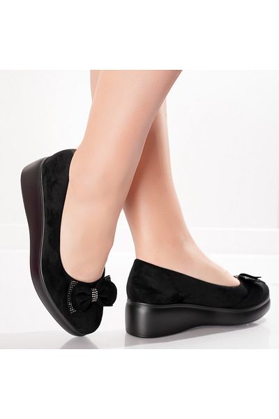 MODA STİL Aresa Women's Black Suede Platform Shoes, 40