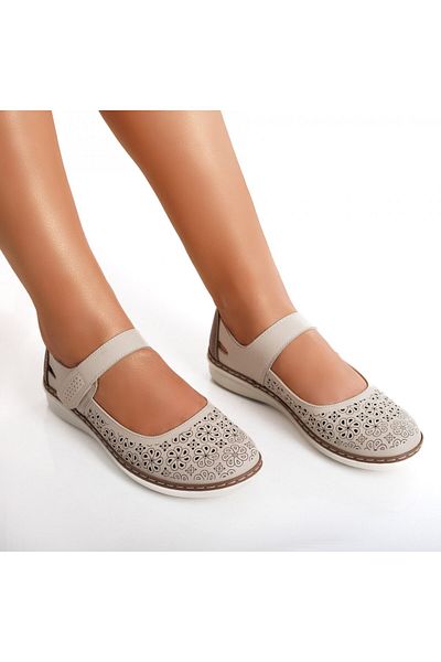 MODA STİL Women's Casual Shoes Beige Made of Careta Eco-Leather, 42