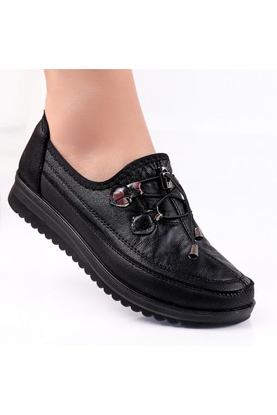 MODA STİL Women's Casual Black Shoes Made of Ecological Leather Anetia, 41