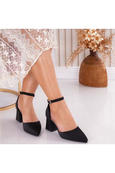 MODA STİL Women's Black Heeled Shoes Made of Desea Textile, 36