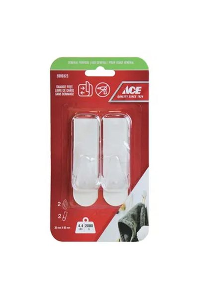 ACE Adhesive Hook Pack (2 Pc., 3 x 8 cm, Clear)