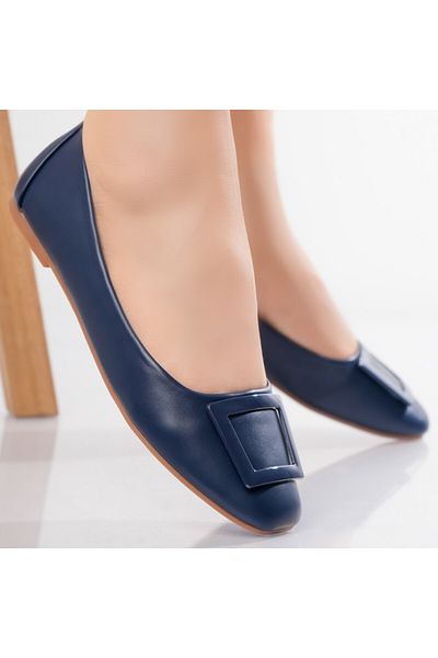 MODA STİL Women's Navy Blue Ballerinas Made of Iumna Eco-Leather, 38