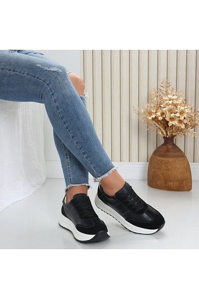 MODA STİL Women's casual shoes, black, made of genuine leather, Bella, 39