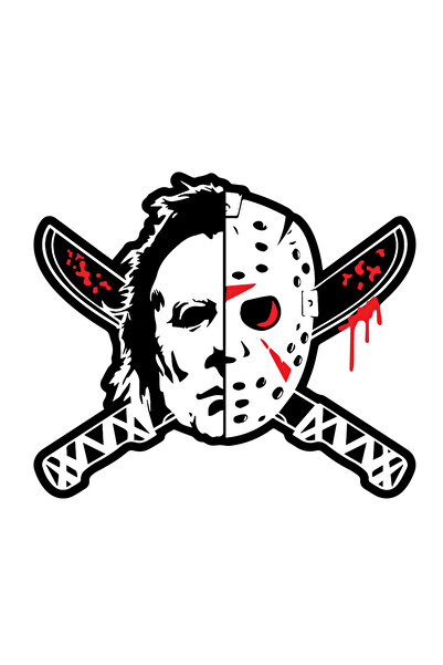 INOVATIX Set de 8 piese, autocolant Michael Myers cu două fețe, INOVATIX®. 6 cm