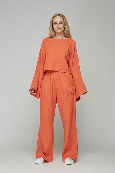 estewoman Muslin 100% Cotton 2 Piece Set Pantsj Blouse
