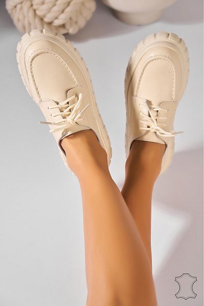 Joana Women's Loafers Natural Leather Beige Giustina
