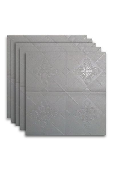 HOZRO Set 50 x Tapet 3D autoadeziv HOZRO, Model imitatie caramida, Gri
