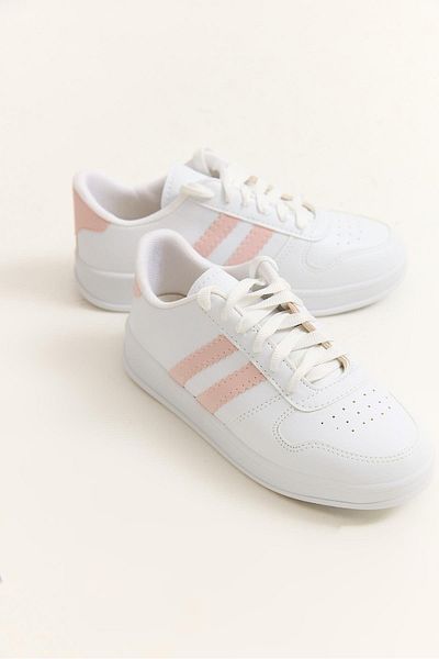 Raneel Kazançlı Alışveriş Double Stripe Lace-Up Sports Shoes Powder