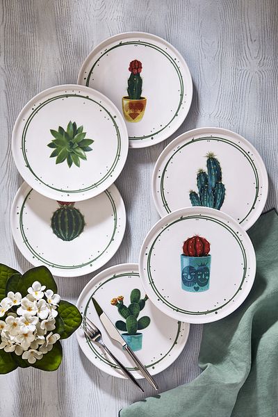 Fecra Cactus 6 Piece Cake Plate Set