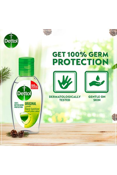 Dettol Hand Sanitizer Original for 100% Better Germ Protection & Personal Hygiene 50 ml