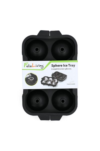 Felli Durable BPA-Free Plastic Seamless Sphere Ice Tray Black