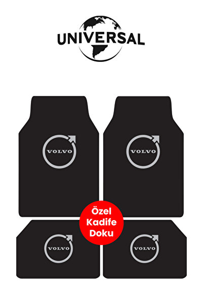Universal Yıkanabilir Kumaş ve Taban Kalın Pvc Volvo uyumlu Oto Paspas Seti 3,4kg Kalınlık 0,5cm