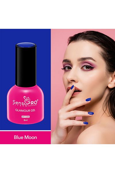 SensoPRO Milano Glamor Gel Semi-Permanent Nail Polish 8ml, Blue Moon #35