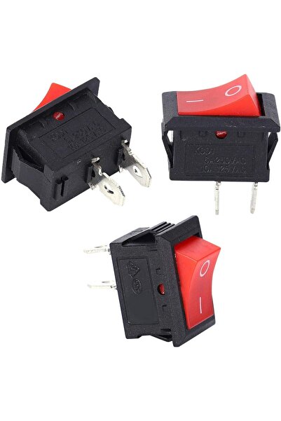 Devre Dünyası KCD1-101 Işıksız SPST 2Pin On-Off Mini Aç Kapa Anahtar Kırmızı ...