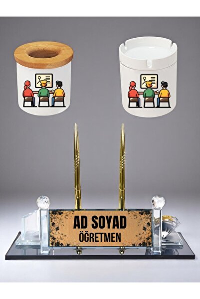 lili hediyelik Öğretmen İsme Özel Masaüstü İsimlik Masa İsimliği Kalemlik Kül...