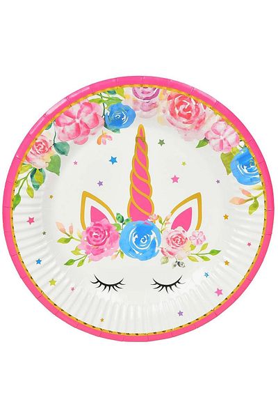 OEM Set of 6 Unicorn plates with roses