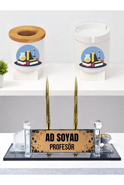 lili hediyelik Profesör İsme Özel Masaüstü İsimlik Masa İsimliği Kalemlik Kül...