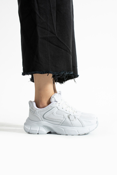 Getcho Hagrid Women's White Sports Shoes Color Blocked High Sole Sneaker Light Sole Daily Comfortable Model