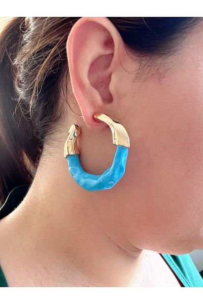 Gümüş sandık Colorful Hoop Steel Earrings, Yazzly Hoop Earrings