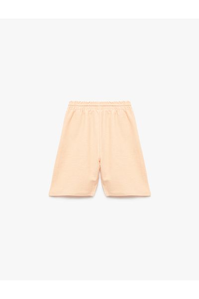 Koton Rib Detailed Cotton Waist Lace up Bermuda Shorts with Pockets