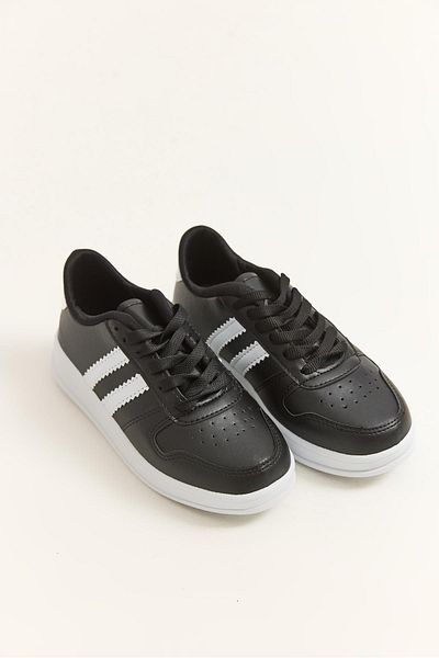 Raneel Kazançlı Alışveriş Double Stripe Lace-Up Sports Shoes Black