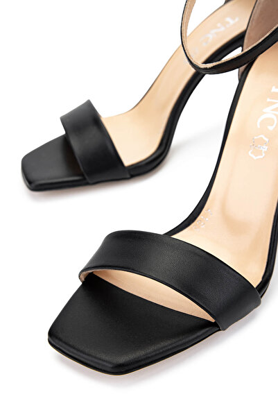 Tamer Tanca Kadın Hakiki Deri Siyah Deri Topuklu Ayakkabı