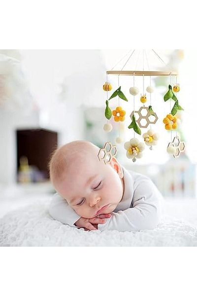 Yelajoy Cot Mobile Toys,Portable Mobile Bee Hanging Spinning Plush Toys,Handmade for Newborn Boys and Girls