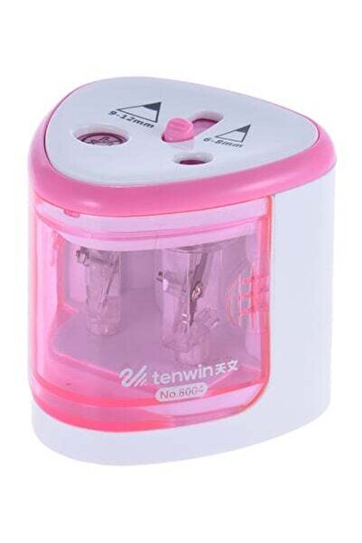 HALAMODO مبراة أقلام كهربائية مزدوجة أوتوماتيكية باللون الوردي