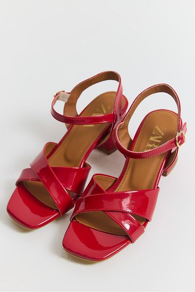 Raneel Kazançlı Alışveriş Open Front Ankle Tie Women's Heeled Shoes Red