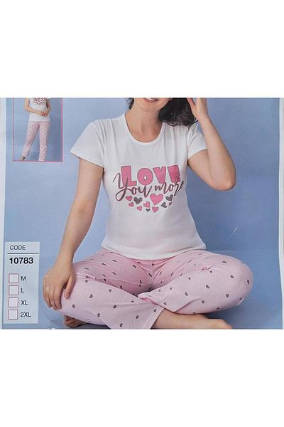 skycott Women's Love Heart Printed Short Sleeve Pajama Set