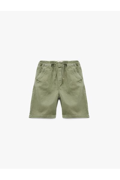 Koton Cotton Pocket Detailed Elastic Waist Tie Chino Shorts