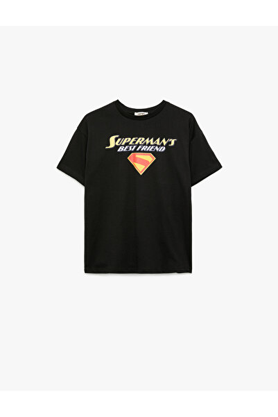 Koton Superman Lisanslı Kısa Kollu Bisiklet Yaka Baskılı Oversize Tişört