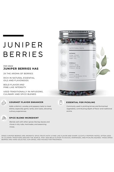 AWAFI MILL Whole Juniper Berries – Natural Dried Juniper Fruit (Bottle of 100 gram / 3.5 Oz)