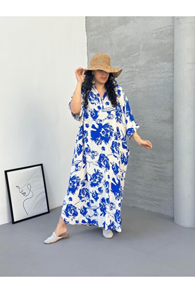 Ranasubaşı Long Patterned Slit Dress White