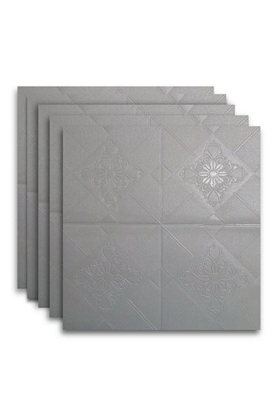 HOZRO Set 50 x Tapet 3D autoadeziv HOZRO, Model imitatie caramida, Gri