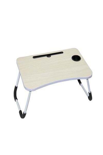 HALAMODO Foldable Laptop Table With Cup Holder Beige Beige 60 x 40cm