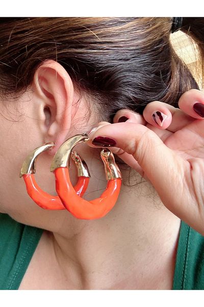 Gümüş sandık Colorful Hoop Steel Earrings, Yazzly Hoop Earrings