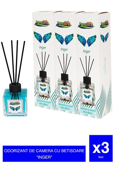 PureLife Set of 3 x PureLife Reed Air Freshener – Angel – 120 ml