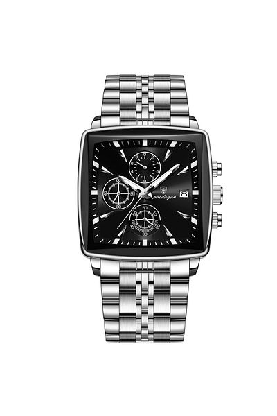 delis Men's watch Poedagar CS1826, stainless steel, silver, black dial