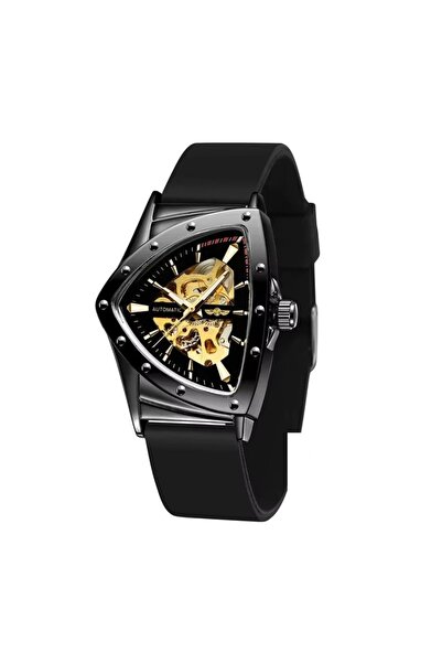 delis Men's watch Winner CS1750, automatic, silicone, black, black dial