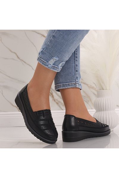 MODA STİL Women's Casual Black Shoes Made of Genuine Leather Saina, 39